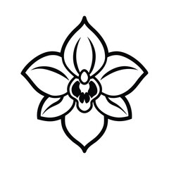 Vector art of black and outline of a stylized orchid flower isolated