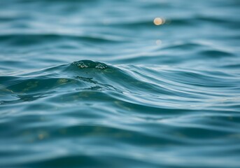 Calm Ocean Water Surface, Ripples and Waves, Teal Blue Aqua Color, Close-Up Abstract Background