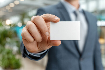 Man hand holding a business card. generative ai
