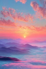 Fototapeta premium Sunrise over misty mountain range
