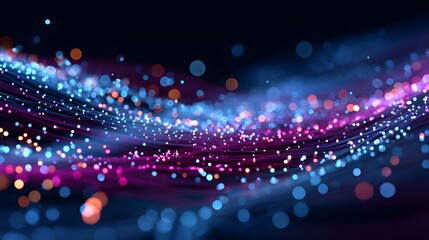 Fototapeta premium Abstract Digital Background of Colorful Particles and Waves in Motion with Glowing Lights
