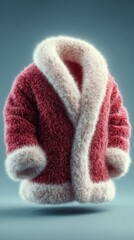 Festive red and white coat showcasing plush texture suitable for winter celebrations and holiday festivities