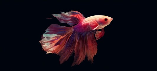 Fototapeta premium Minimalist Betta Fish Cinematic Poster with Negative Space and Artistic Lighting – No Text