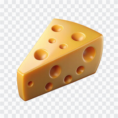 3D Cheese Wedge Icon | Dairy Snack, Food Ingredient & Culinary Symbol