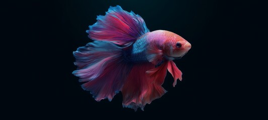 Fototapeta premium Minimalist Betta Fish Cinematic Poster with Negative Space and Artistic Lighting – No Text