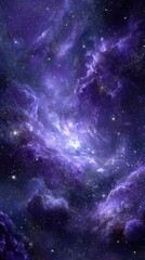 Obraz premium Deep space nebula, vibrant purple hues, swirling clouds of cosmic dust, scattered stars