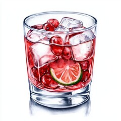 Cranberry Lime Cocktail in Rocks Glass