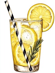 Refreshing Lemon Rosemary Fizz Cocktail