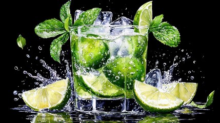 Refreshing Mojito Cocktail with Lime and Mint