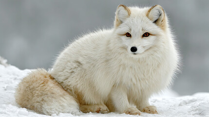 World animal day an arctic fox sits in the snow, its white fur blending with the winter landscape