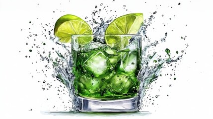 Refreshing Green Drink with Lime Splash