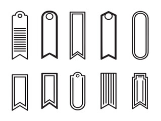 Bookmark and label icons set in elegant 2D vector art
