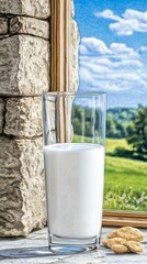Glass of Milk by the Window with Biscuits