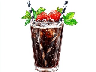 Refreshing Strawberry Cola with Mint.