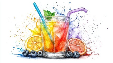 Refreshing Summer Citrus Cocktail with Blueberries