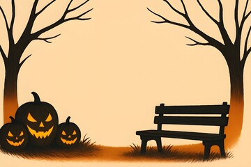 halloween background with pumpkins border