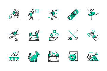 Hobbies and leisure - set of line design style icons