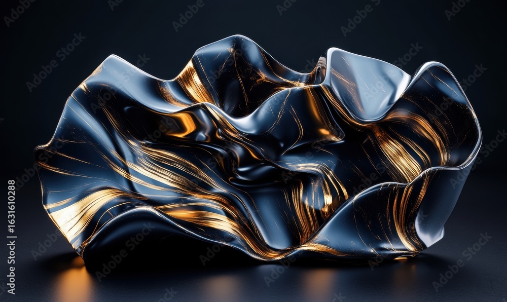 Poster elegant abstract sculpture flowing form with dynamic lighting and texture