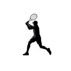 Obraz premium Dynamic Silhouette of a Tennis Player in Action