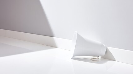 A minimalist white wallsocket with integrated backlighting and brushed nickel finish, mounted near the floor,