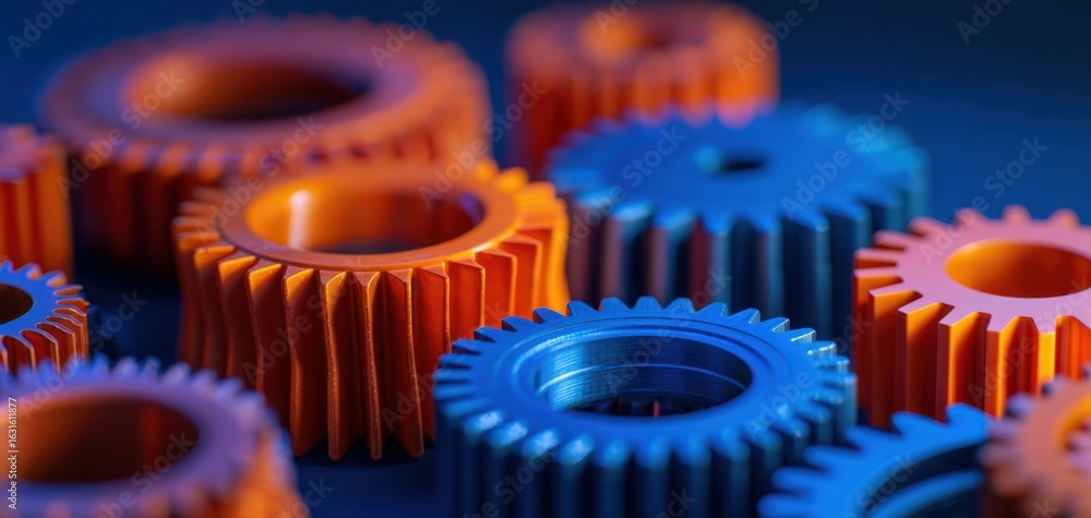 Poster the colorful gears showcasing precision engineering and mechanical design