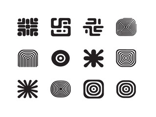 Gradient abstract elements icons in artistic 2D vector format