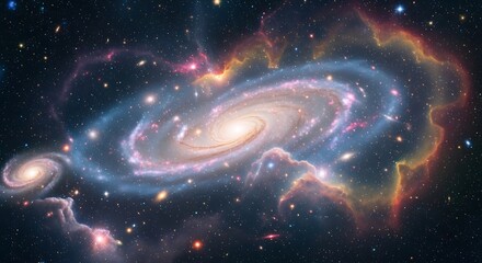 Spiral galaxy clusters in deep space.