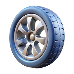 Obraz premium Blue tire and silver alloy wheel isolated on transparent background