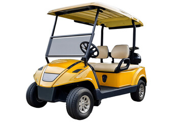 Yellow Golf carts isolated on a transparent or white background