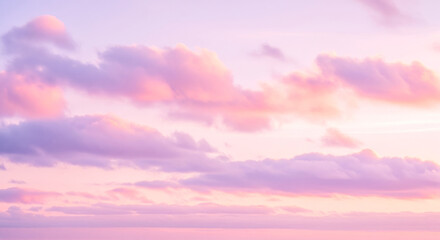 Abstract background of gentle pastel sky with pink and lavender clouds, beautiful soft cloudscape for calm meditation wallpaper or dreamy romantic design concept © Celt Studio