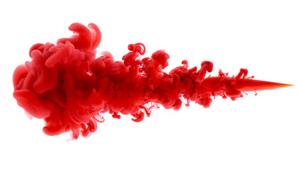 Abstract Red Ink Cloud Explosion in Water on Black Background Dramatic Visual Effects Intense Color Burst Isolated