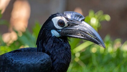 Obraz premium Close-up of a black bird with a large beak (1)
