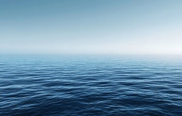 Obraz premium Calm blue ocean stretching to the horizon under a clear sky, capturing the vastness and tranquility of the sea in a serene, minimalist composition