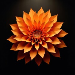 A Close Up View of an Intricate Orange Flower Blooming on a Black Background