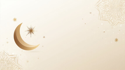 Islamic New Year: A radiant, golden crescent moon and stars design for the new year.