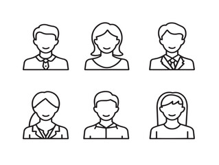 Clean user profile avatars in minimalist line vector art