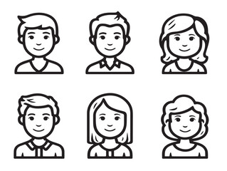 Male and female avatar icons in elegant vector design