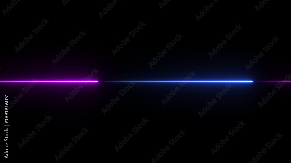 Poster neon line straight animation. glowing straight laser line motion. line moving video. the direction o