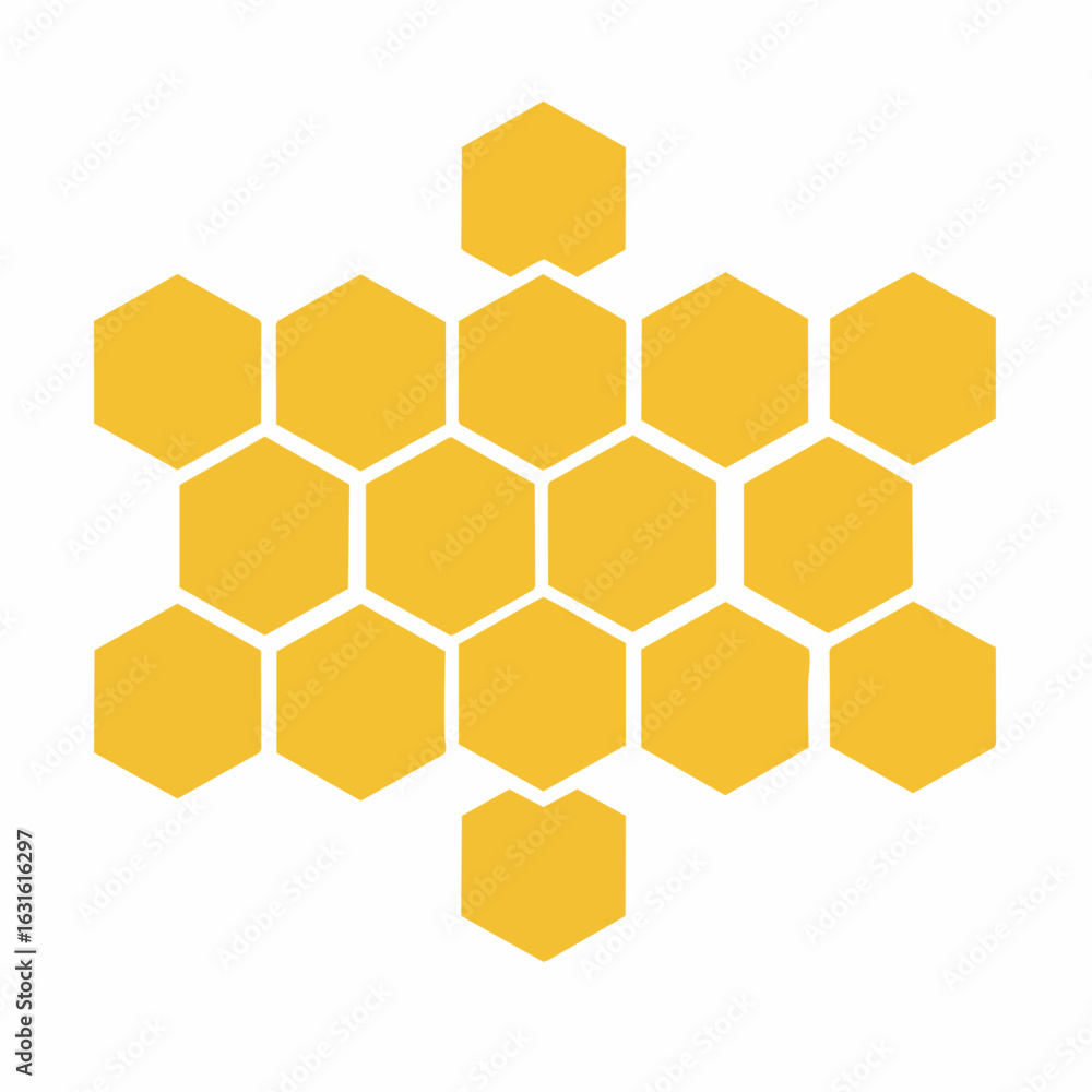 Aufkleber honeycomb pattern in warm yellow tones against pristine background. hexagonal honeycomb structure ev