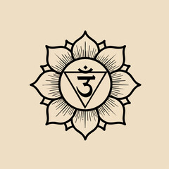 Fototapeta premium Chakra symbol depicting sacral chakra is seen. Chakra symbol illustration for wellness practice and spiritualism themes.