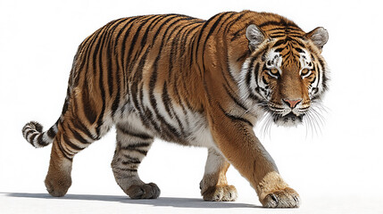 Obraz premium World animal day tiger walking isolated on white background