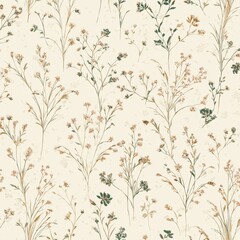 Creamy background with delicate floral sprigs