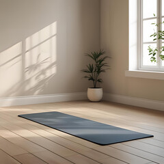 Minimalist Home Yoga Space &ndash; A serene and uncluttered indoor area designed for adults&rsquo; mindful movement, featuring natural light, clean design, and calm atmosphere.