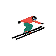 Fototapeta premium Dynamic Skier in Mid-Air A Vector Illustration of Winter Sports