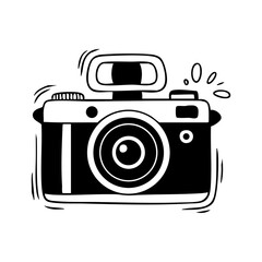 Camera doodle illustration for photography enthusiasts and creative projects vector graphic design element