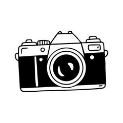 Vintage camera drawing illustration for photography enthusiasts and graphic design projects with retro style look