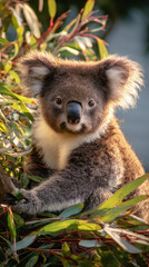 Koala Amidst Eucalyptus Branches Soft Morning Light