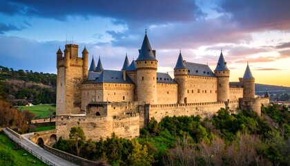 Fototapeta premium Majestic castle at sunset