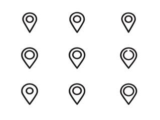 Elegant minimal map pin icon vector collection