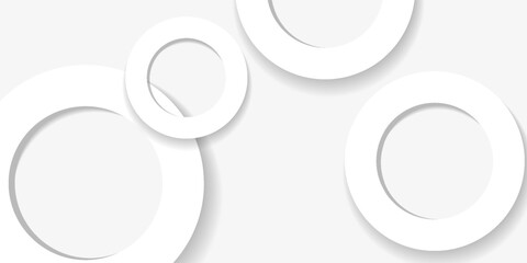 Modern minimal and clean white paper cut background with realistic circle shape . Elegant silver design for web,